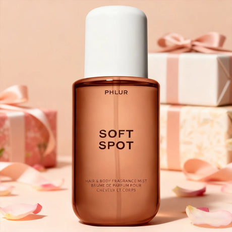 PHLUR Soft Spot Hair & Body Fragrance Mist 8 fl oz (240 ml) – Long Lasting Unisex Perfume Spray, Warm Sweet Amber Scent, Daily Body Fragrance