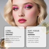 Multicolor matte silky blush, adheres well, long-lasting, easy to blend, gives a youthful, lightweight feel, perfect for everyda