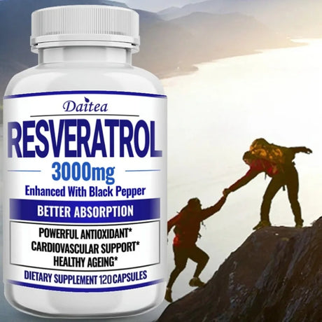 Resveratrol Supplement Capsules - Anti-Aging, Cardiovascular & Joint Support, Skin Health