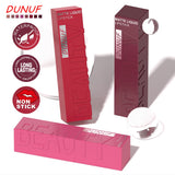 DUNUF Matte Velvet Lip Gloss, 3D Plumping & Waterproof, Square Tube Lipstick, Easy Application, 8 Shades (All-in-One)