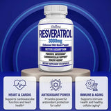 Resveratrol Supplement Capsules - Anti-Aging, Cardiovascular & Joint Support, Skin Health