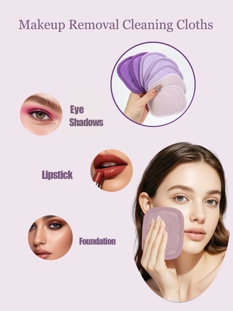 810 Makeup Remover Wipes Gradient 7Pcs, Machine Washable, Reusable Makeup Remover Tools for All Skin Types