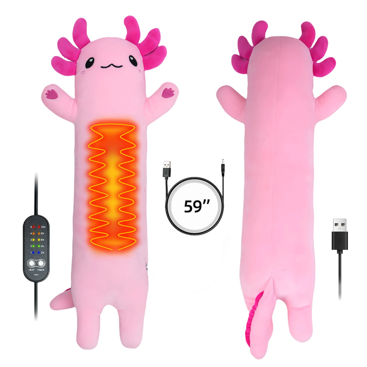 Axolotl Heating Pad for Period Cramps & Menstrual Pain Relief Portable Electric Heat Pads USB Powered Cute Stuff Stuffed Animal
