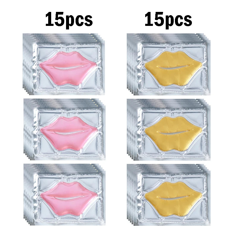 5/10/20/30pcs Pink Gold Crystal Collagen Lip Mask Plump Lips Moisturizing Nourishing Lip Patches Lips Plumper Skin Care Products