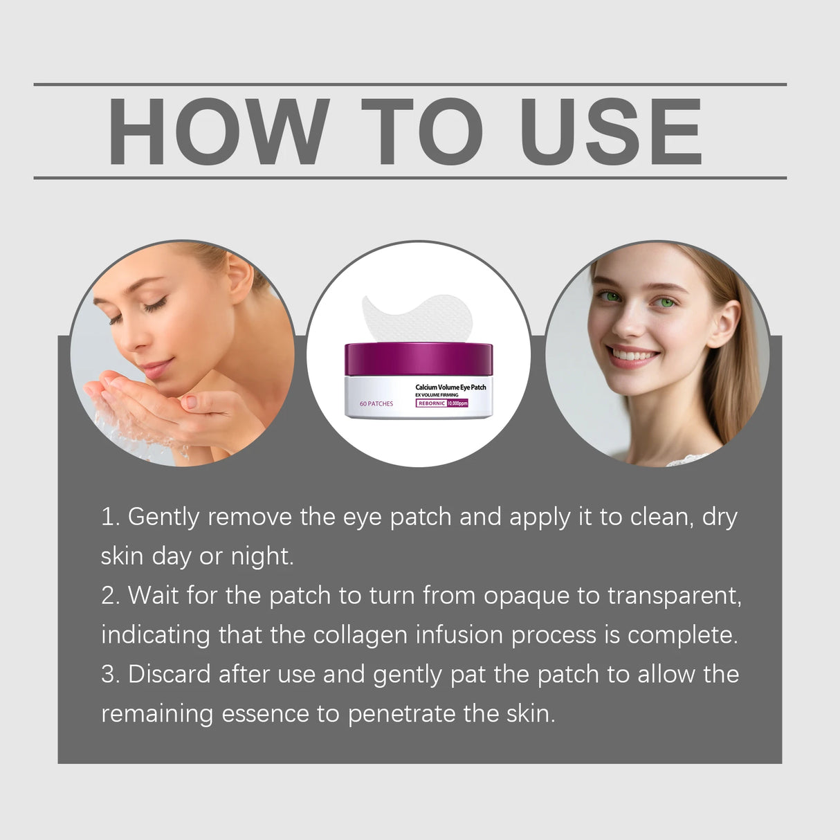 Eye-Lift Calcium Patches Instant Volume Boost & Brightening,Refreshing Hydrogel Mask for Tired Eye,Vegan & Cruelty-Free Skincare