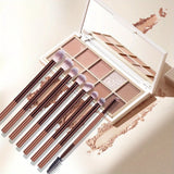 A Set of 15 Makeup Brushes Including Foundation Brush, Highlighter Brush, Blush Brush, Powder Brush, Nose Contour Brush, Eyeshad