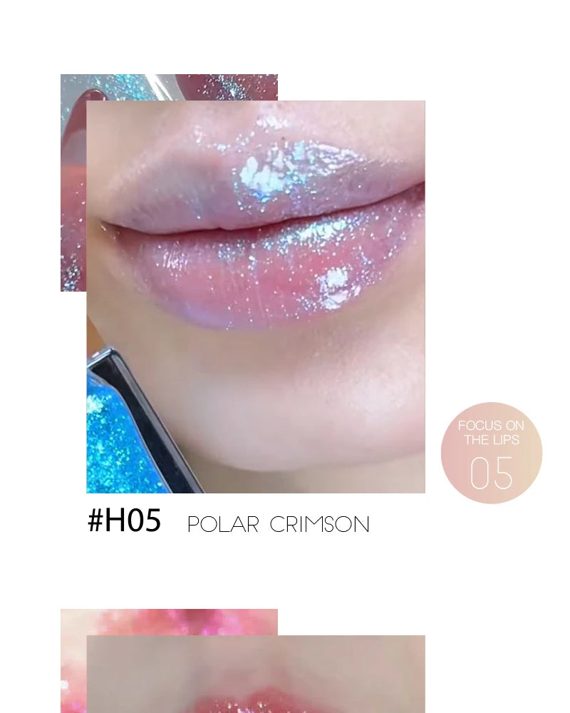 HERORANGE Glittering Mirror Lip Glaze, Watery Shimmering Light Lip Gloss Makeup 6 Colors, Hydrating Moisturizing, Long Lasting