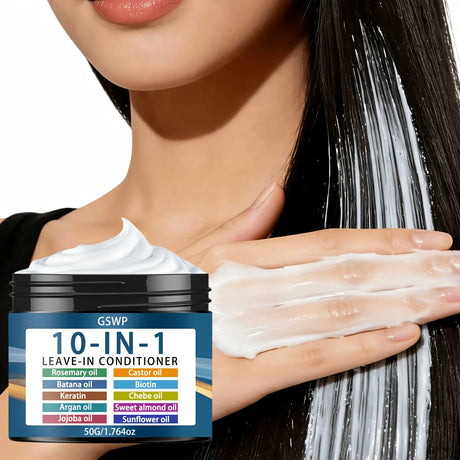 GSWP 10 In1 Leave-in Conditioner with Rosemary Oil&Keratin, Moroccan Nut Oil, Biotin Etc. Hydrates&Moisturizes. 50g/100g