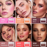 2pcs Matte Embossed Blush & Brush Long Lasting High Pigmented Multi-Purpose Blush Palette Pink Natural Color Rendering Cosmetics