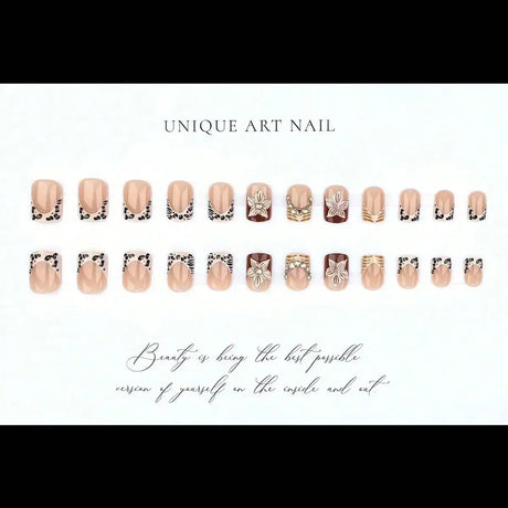 Y2K Cool Girl 3D Embossed Leopard French Press On Nails 24Pcs European Style Self Adhesive Reusable False Nails Daily Party Beauty Accessory