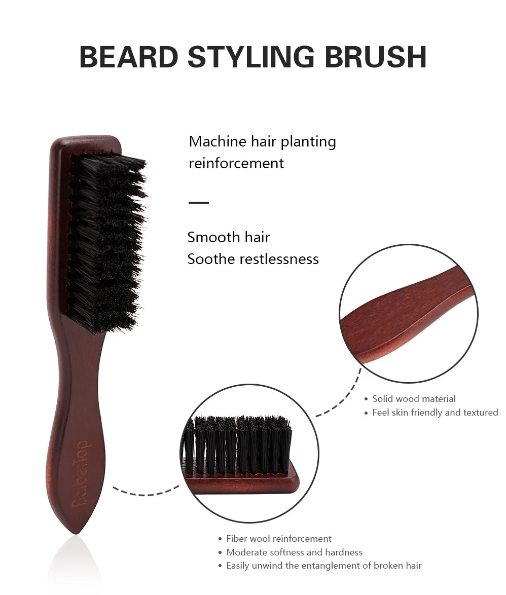 Barbertop Men Beard Brush Wooded Handle Soft Hair Cleaning Brush Broken Hair Remove Comb Hairdressing Neck Duster Barber Tools