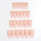 24pcs Upgrade Your Look With White Gradient Almond False Nails 1pc Nail File & 1Nail Glue Sticker Kit Nails