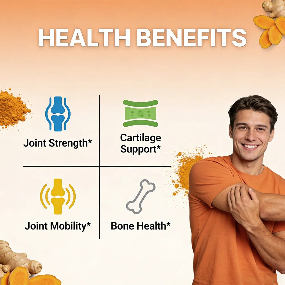 Glucosamine Chondroitin MSM Turmeric Capsules, Supports Hips, Knees, Joint, Bone, Cartilage Health & Mobility, Flexibility