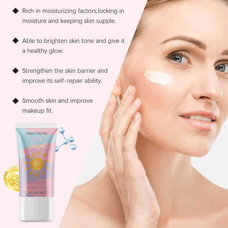 West&Month 2 In 1 UV Protection Body Face Lotion Lightweight Fast Immediate Absorption Long Lasting Hydrating Nourishing Cream Powerful Antioxidant Barrier Protection Against UVA UVB Non Greasy Daily Sun Skin Care Moisturizer