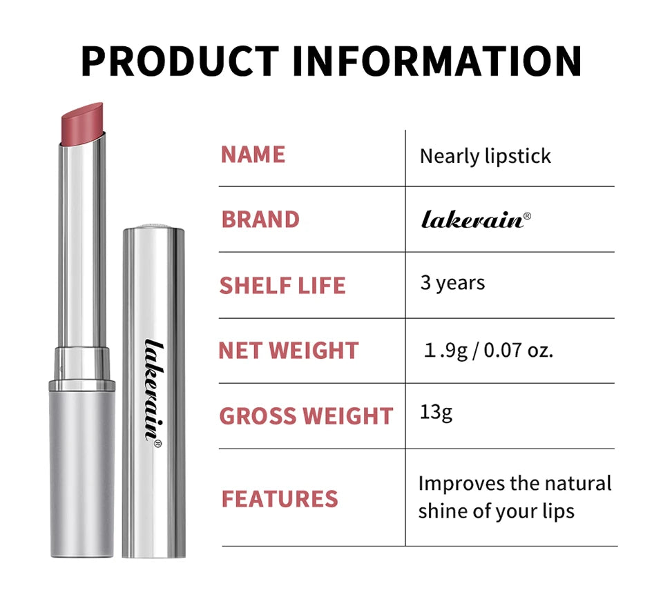 Lakerain Nearly Lipstick Lip Balm Natural Color Creamy Texture Long Lasting Moisturizing  Nourishing Lip Care Gloss Cosmetic