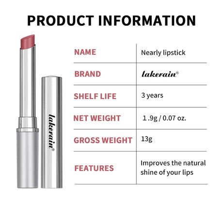 Lakerain Nearly Lipstick Lip Balm Natural Color Creamy Texture Long Lasting Moisturizing  Nourishing Lip Care Gloss Cosmetic