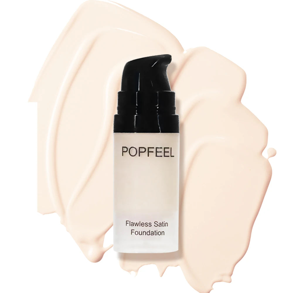POPFEEL Flawless Satin Foundation, Full Coverage, Waterproof & Sweatproof, Long-Lasting for Perfect Base