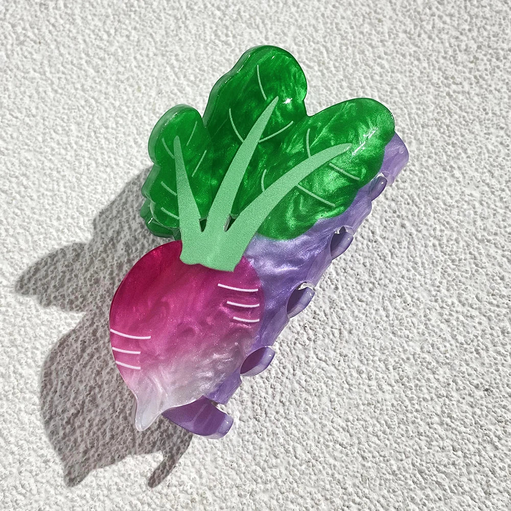 Cute Acrylic Watermelon Kiwifruit Lemon Fruits Large Size Hair Clip Claw For Women New Transparent Geometric Hair Accessories
