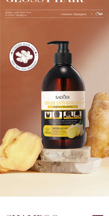 500ml Ginger Anti-Hair Loss Shampoo Long-lasting Fragrances Shampoo Deeply Moisturizing Smooth Set With Comb Gift