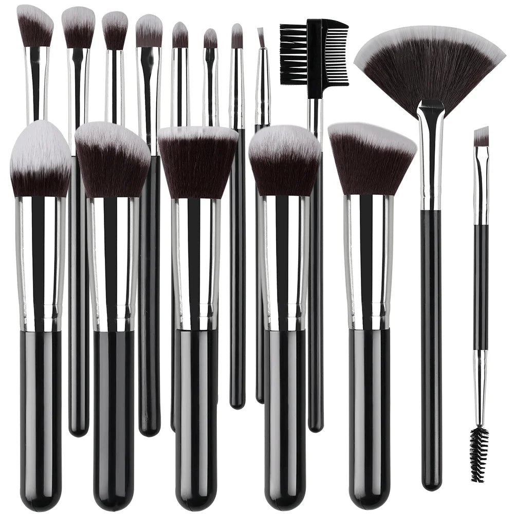 16PCS Professional Makeup Brush Set Premium Synthetic Eyeshadow Contouring Foundation Highlight Setting Powder Eyeliner Blending