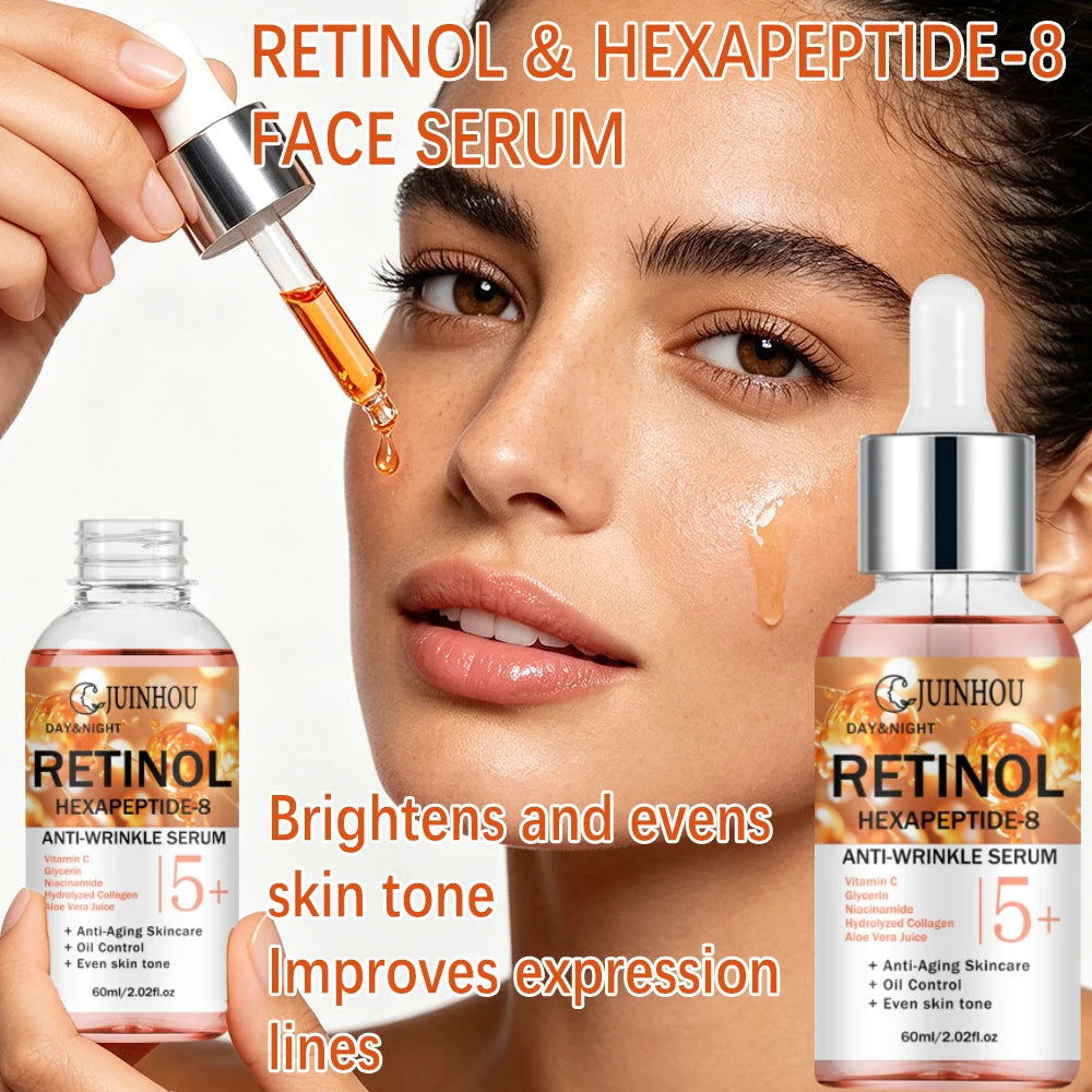 JUINHOU Dual Phase Face Serum Kit Hyaluronic Acid Day Care Retinol Night Care Hydrate Anti Wrinkle Texture Daily Face Skin Serum