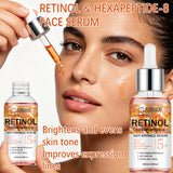 JUINHOU Dual Phase Face Serum Kit Hyaluronic Acid Day Care Retinol Night Care Hydrate Anti Wrinkle Texture Daily Face Skin Serum