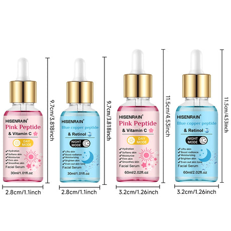 HISENRAIN Premium Pink & Blue Copper Peptide Serum - Anti-Aging, Skin Repair & Hydrating Facial Essence for Youthful Glow.