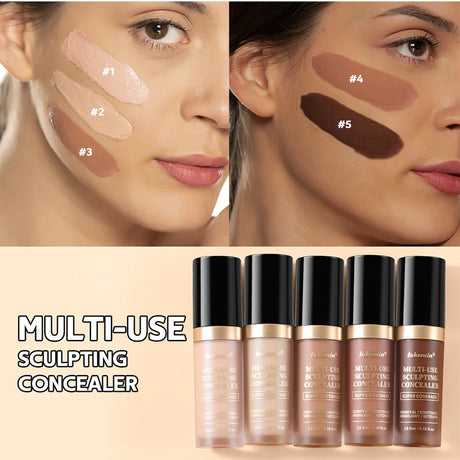 Lakerain 5-Color Waterproof Concealer Matte High Coverage Oil-Control Foundation For Acne Scars And Dark Circles Cosmetics