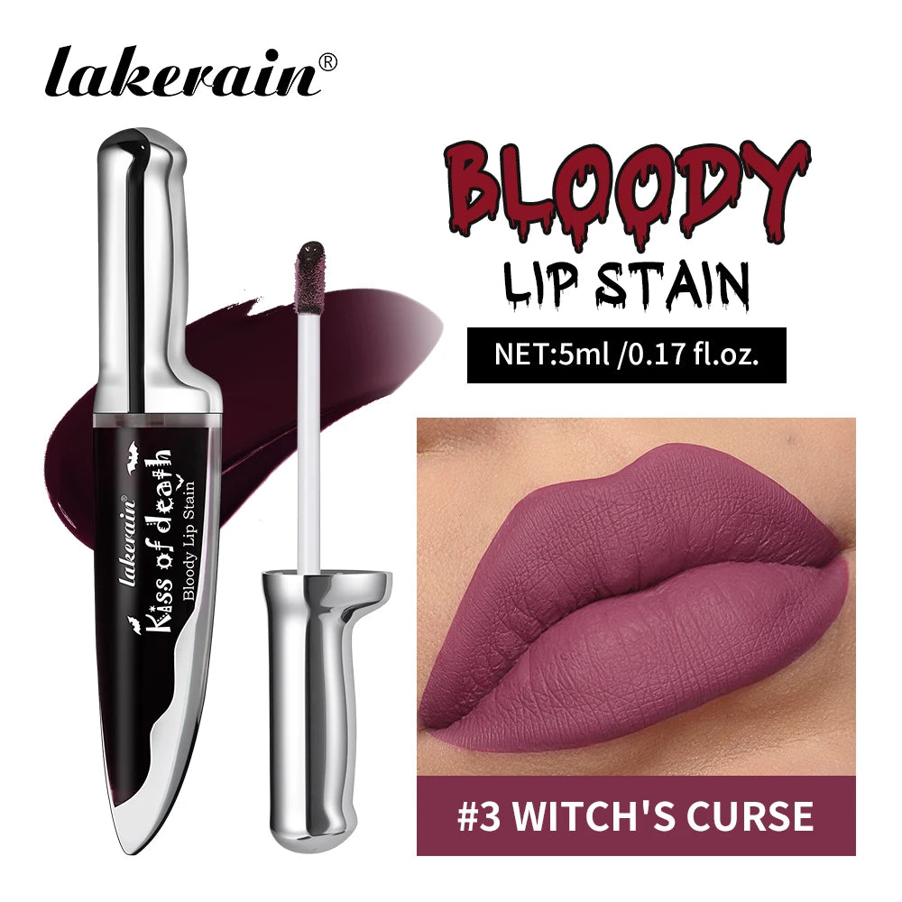 Lakerain Fake Bloody Lip Stain Gel-like Waterproof Spill-proof Long Lasting Matte Lip Tinting Halloween Party Lip Cosmetics