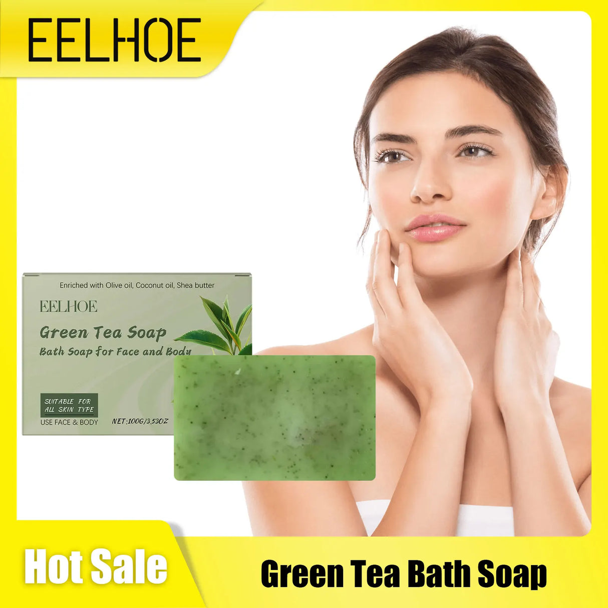 Eelhoe Green Tea Bath Soap Keep Moisturizing Dryness Removing Exfoliate Deeply Wash Reduce Dark Hand Made Body Nourishing Soaps