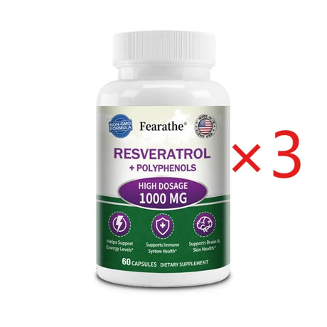 Resveratrol Supplement Capsules, Anti-aging, Antioxidant, Cardiovascular & Joint Support, Skin Health
