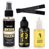 4PCS Wig Glue Spray Lace Adhesive Kit with Remover Repair Spray And Headband - Strong Natural Hold Lace Wig Melting Spray