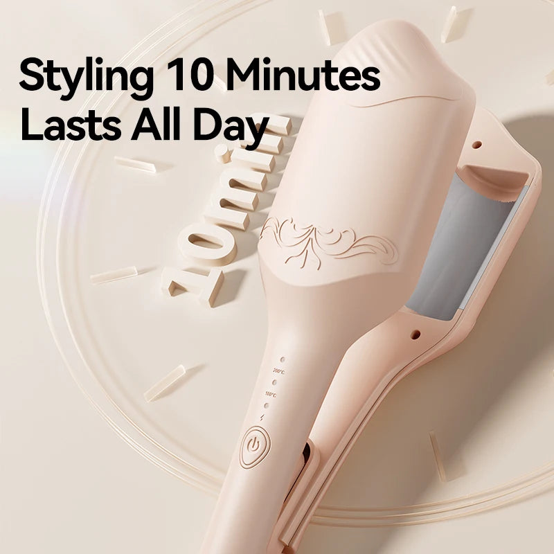 40mm Deep Wave Hair Crimper with Negative Ion - Adjustable Temperature Curling Iron for Long Lasting Wavy Hair, Anti-Frizz