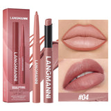 2Pcs/Set Matte Lipstick Lip Liner Pencil Non-Stick Cup Long-Lasting Velvet Red Lipstick Pen Smooth Lipliner Waterproof Makeup