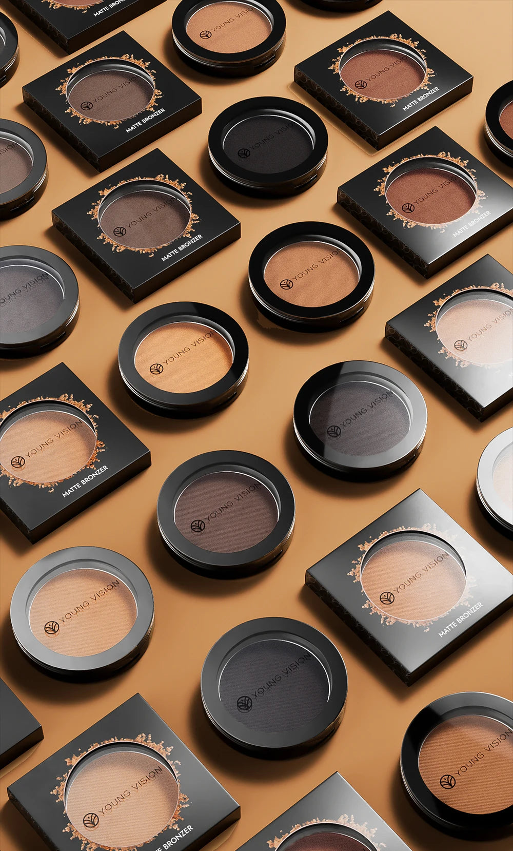 Professional matte contour powder tray creates a 3D facial contour, with long-lasting bronzing powder for setting makeup