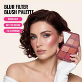 4 Shades Blush Palette Matte & Shimmer Two Textures Rich Pigment Long-wear Soft Blur Finishing Compact Blush Daily Cheek Makeup