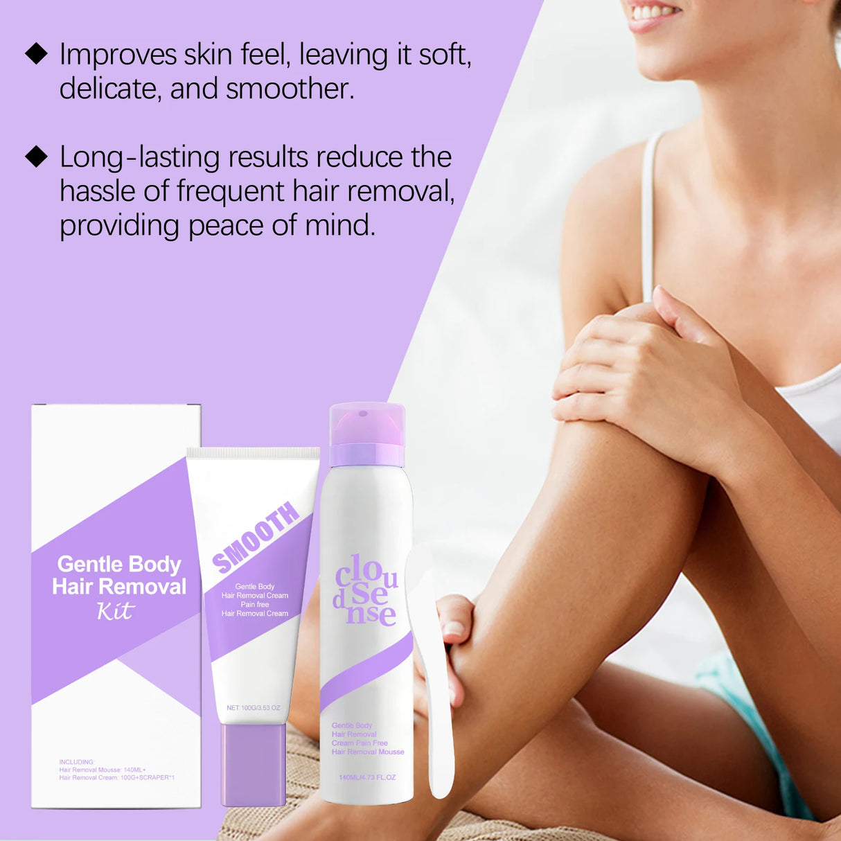 Body Hair Removal Cream Spray Aloe Vera Moisturizing Skin Soothing Hair Growth Inhibitor Shea Butter Hair Removal Mousse 140ml