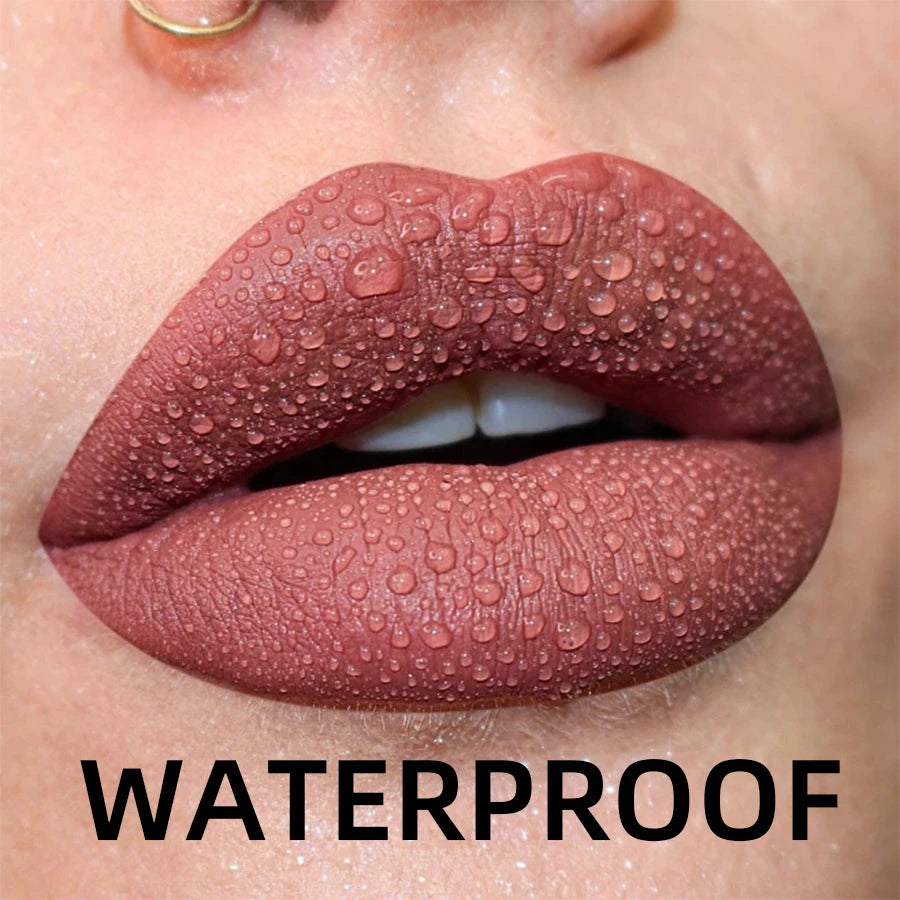 20 Colors Dark Brown Nude Liquid Lipsticks Waterproof Velvet Matte Lip Gloss Long Lasting Lip Glaze Beauty Red Lip Tint Makeup