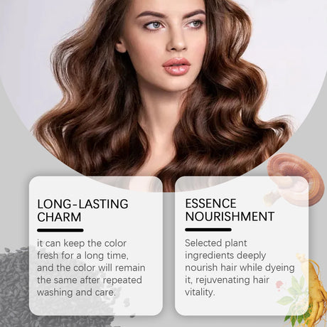 Black Hair Colouring Shampoo 3 in 1 Natural Herbal Essence Instant Colouring Shiny Hair Dye Shampoo Cleaning Nourishing Hair for Covering White