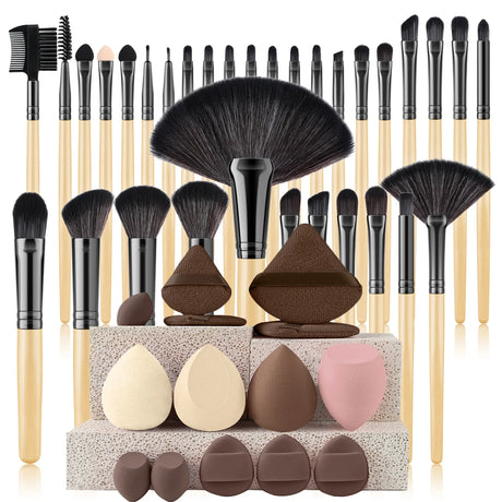 32Pc Makeup Brush Set Cosmetic Tools for Powder Eye Shadow Foundation Blush Blending Beauty Makeup Brush Kit for Makeup Starters