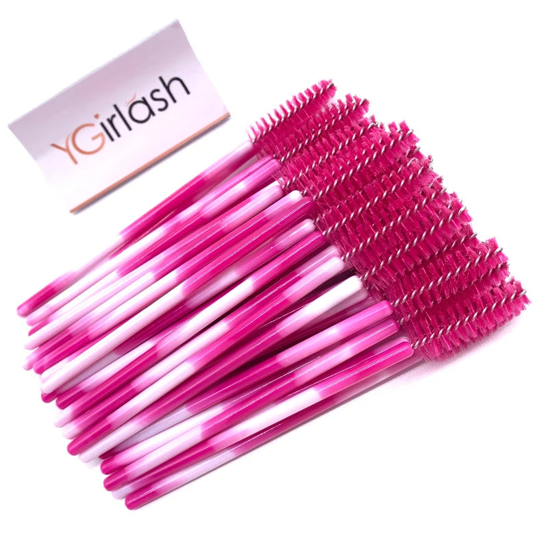 YGirlash 50Pcs Lash Swans Crystal Eyelash Applicator Disposable Diamond Handle Nylon Mascara Wands Brush Cosmetic Tools