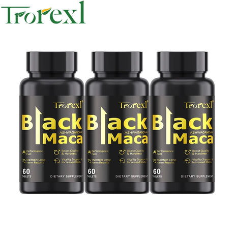 Organic Black Maca Pills 60 Tablets Men Enhancing Supplement Improve Size Endurance Promotes Healthy Energy