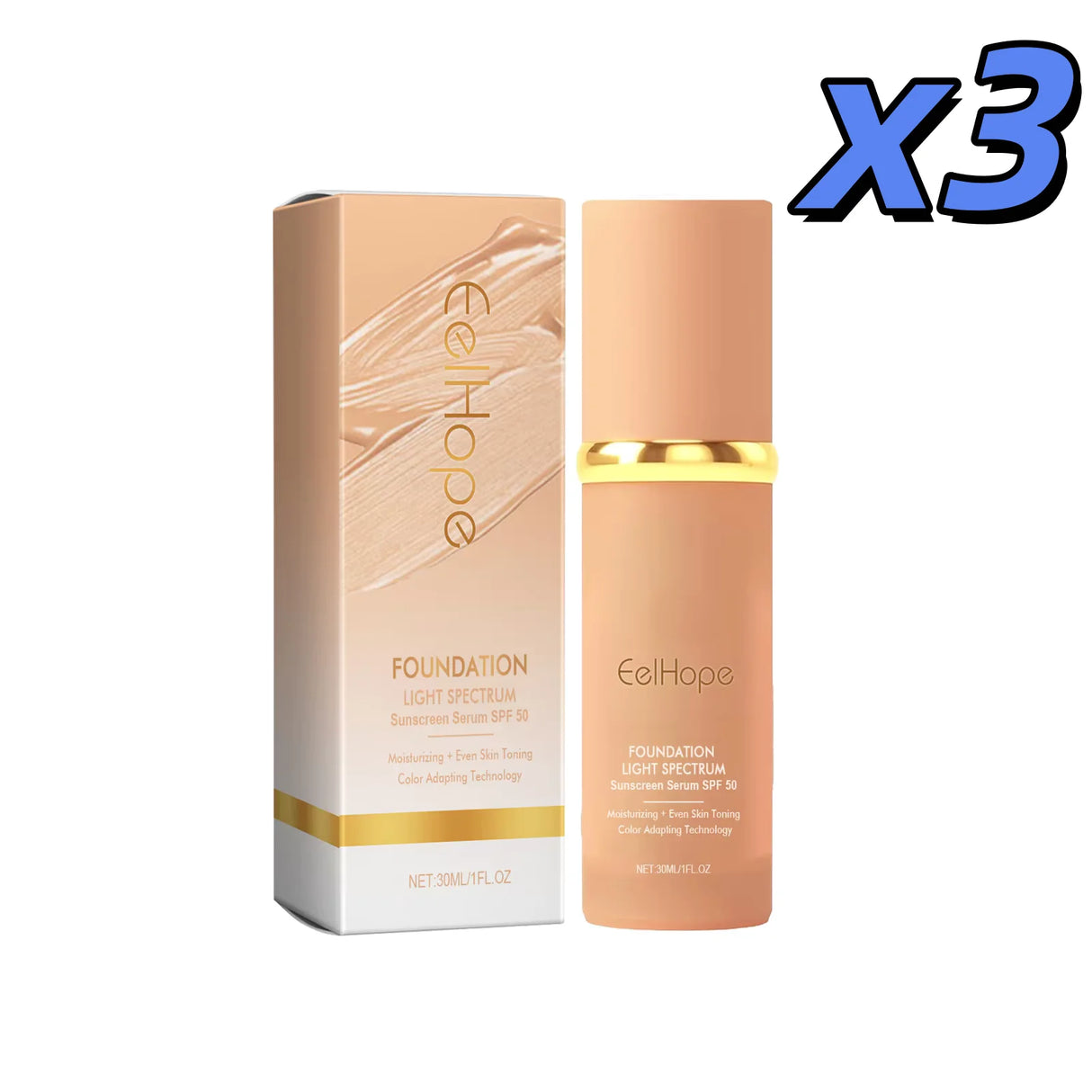 4-in-1 Liquid Foundation Spf 50+ Magic Color Changing Matte Long-Lasting Waterproof Sweating Moisturizing Coverage Makeup Base