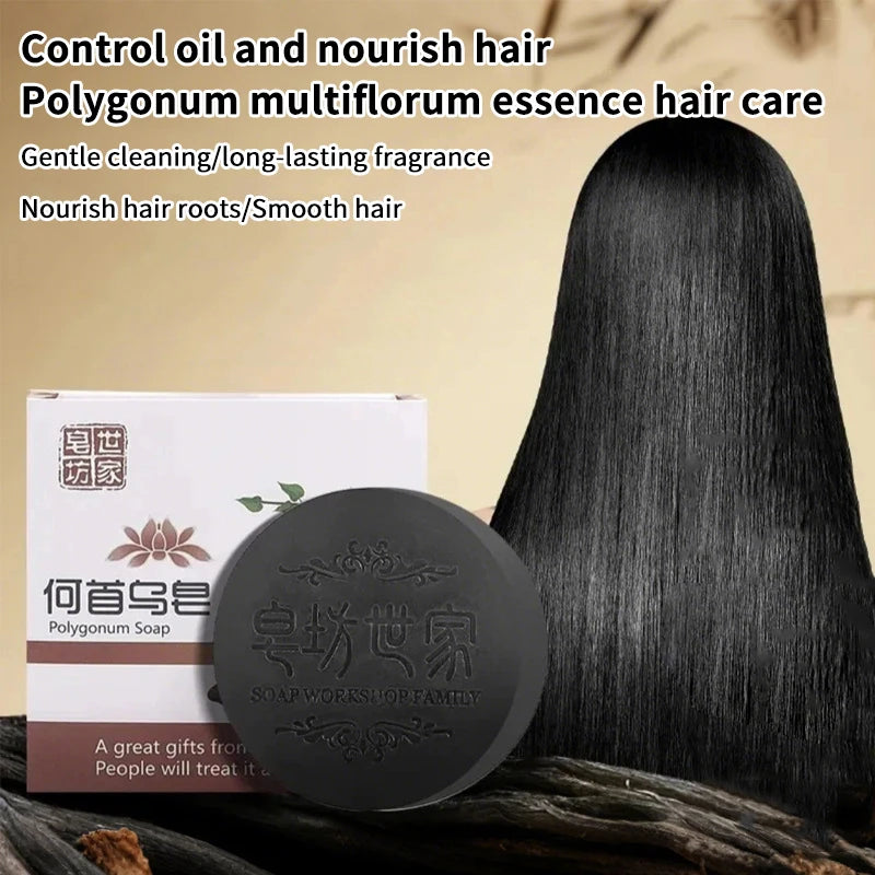 Hair Shampoo Soap Polygonum Multiflorum Black Soap Hair Care Nourishing Anti Dandruff Essential Oil Soap Moisturizing