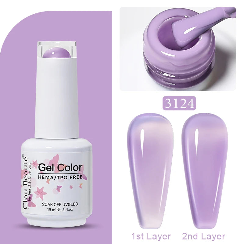 Clou Beaute Jelly Color UV Gel Manicure Summer Pink Nude Gel Nail Rainbow Nail Supplies For Professionals Semi-permanent Varnish