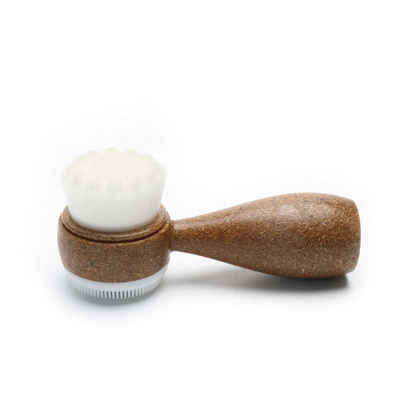 New Coconut Shred Handle Facial Brush Double Sided Facial Cleanser Blackhead Removing Pore Cleaner Exfoliating Facial Brush