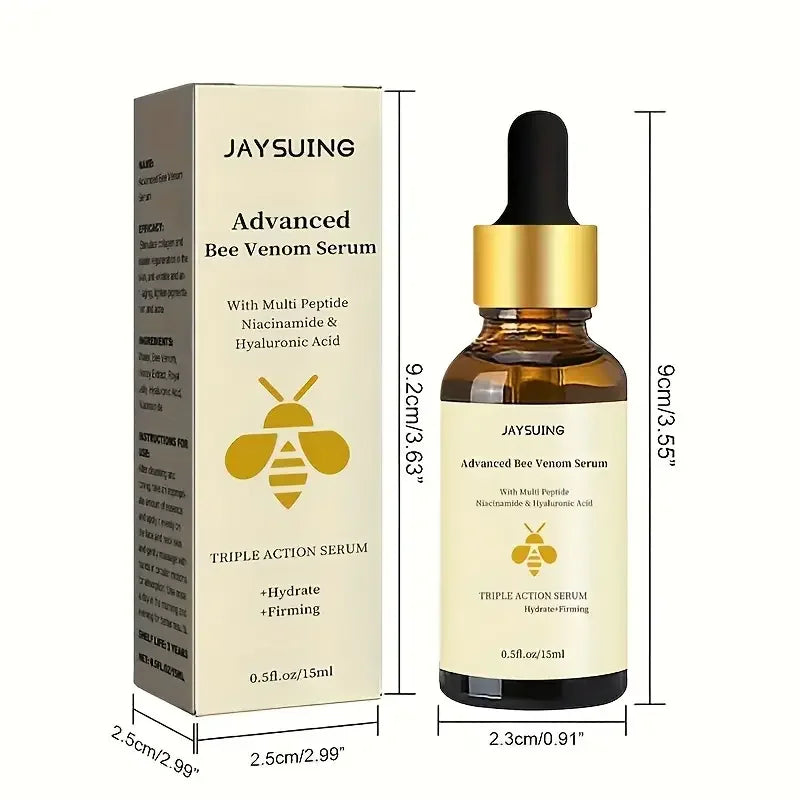 Bee Venom Serum Peptide Niacinamide Hyaluronic Acid Hydrating Essence Smooth Fine Lines Brighten Dull Daily Facial Skin Care