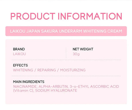 Whitening Cream For Dark Skin Armpit Thigh Inner Joint Lightening Intimate Area Underarm Body Care Private Parts Brighten Lotion