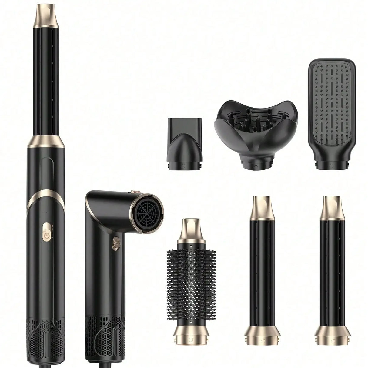 Six-In-One Hot Air Comb Foldable Curling Iron Hair Dryer Straight Roll Multi-Function Portable Hair Dryer