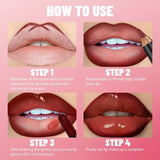 Gradient Lips Set, Lip Liner + Glass Lip Gloss, Mirror Shine Finish, Smooth Blend, Nude Shades, Long-Lasting